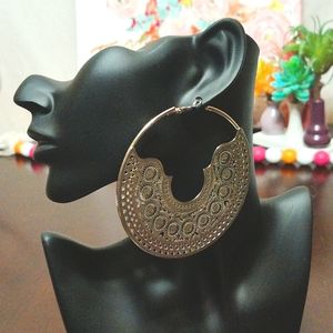 🆕 Natasha Silver Filigree Large Hoop Earrings